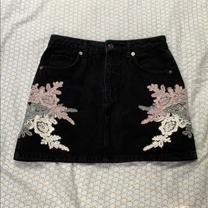 Black denim skirt